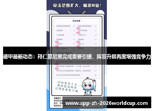 德甲最新动态：拜仁慕尼黑完成重要引援，阵容升级再度增强竞争力